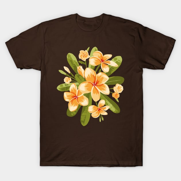 Orange Plumeria flowers T-Shirt by lents